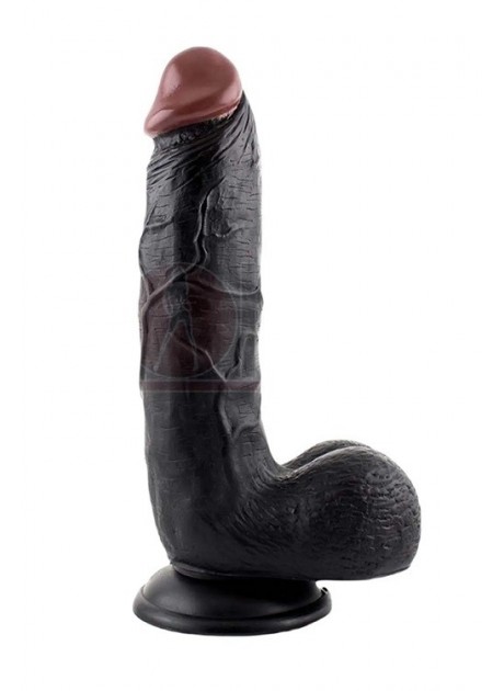 24 Cm Süper Gerçekçi Vantuzlu Siyah Zenci Kalın Realistik Dildo