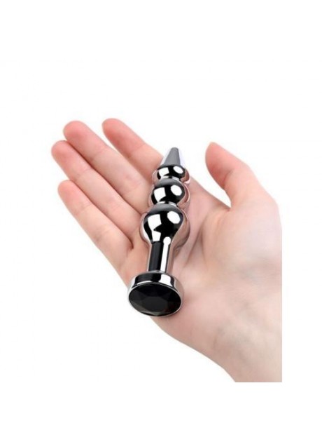 Anal Plug Metal gümüş siyah kristalli 11 cm