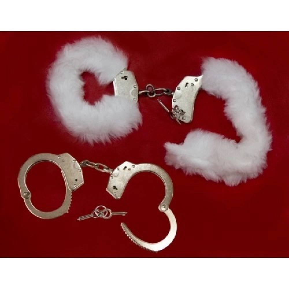 Fetişh Metal Peluş Kelepçe Beyaz Renk