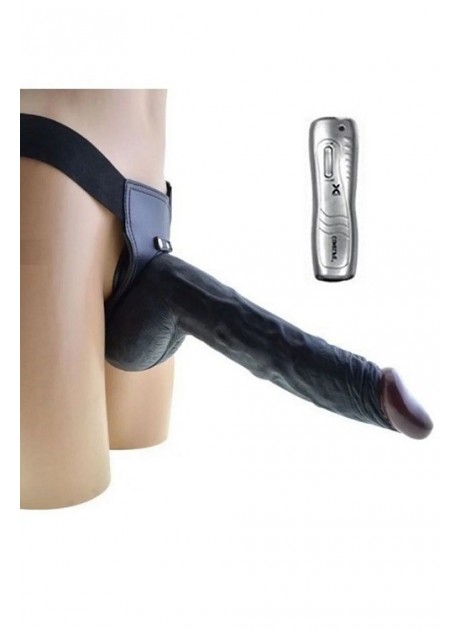 Realistik 23 Cm Belden Bağlamalı Siyah Kemerli Zenci Vibratör