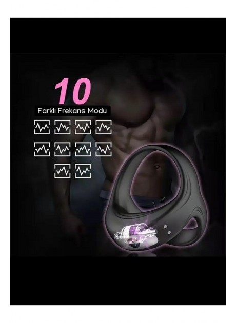 Şarjlı 10 Titreşim Modlu Temiz Yıkanabilir Titreşimli Penis Yüzüğü Penis Halkası