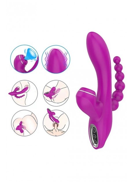 Şarjlı Anal Emiş Güçlü G Spot Üçlü Vibratör