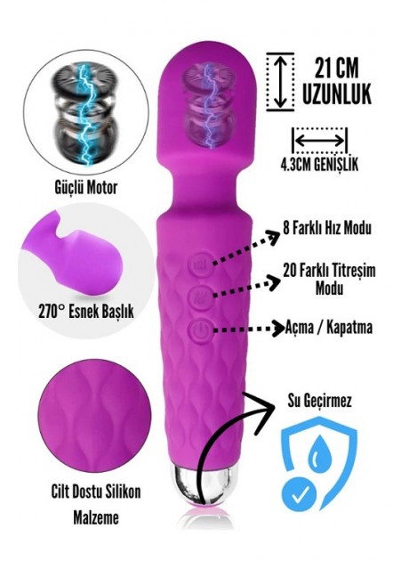 Şarjlı Su Geçirmez Titreşimli Vibratör Masaj Aleti