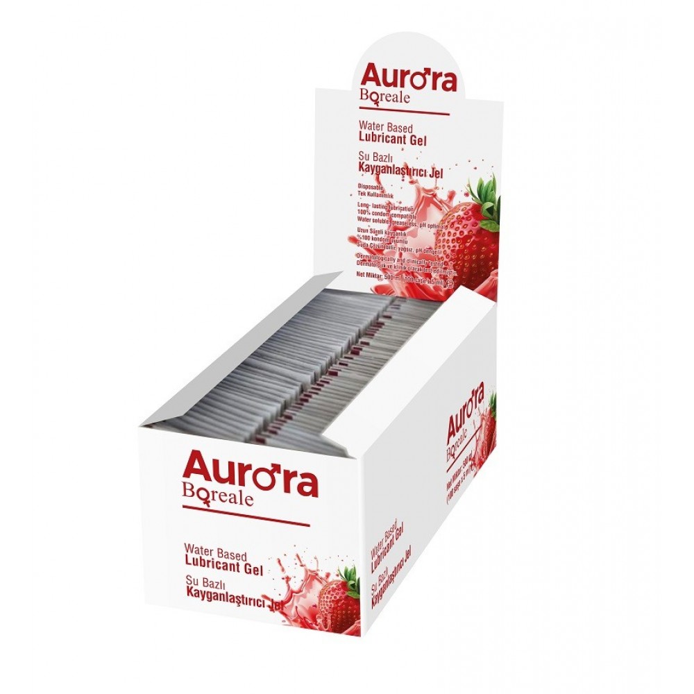 Aurora Boreale 100'lü Çilekli  ML Kayganlaştırıcı Jel