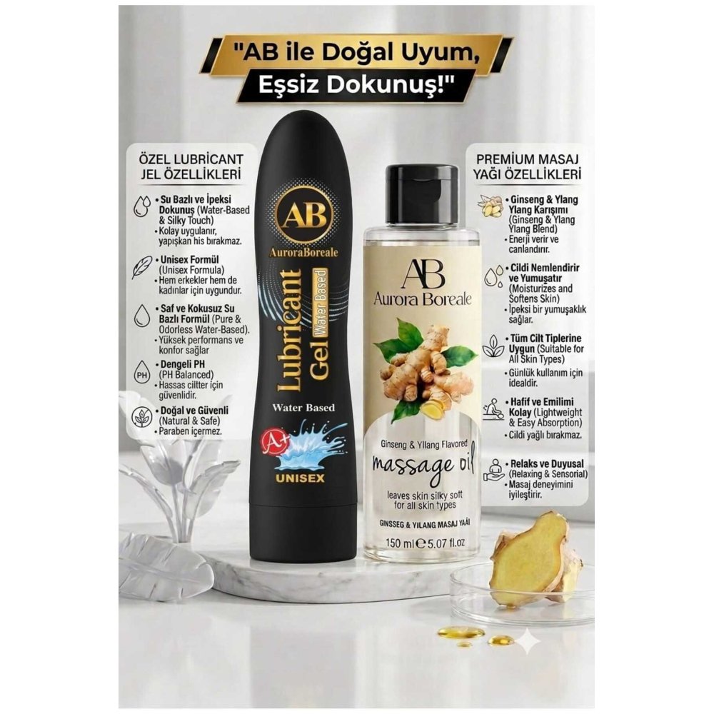 125 ML A+ Plus Sade Kayganlaştırıcı Lubricant Jel 150 ML Gingseng Kokulu Masaj Jeli 2 li Set