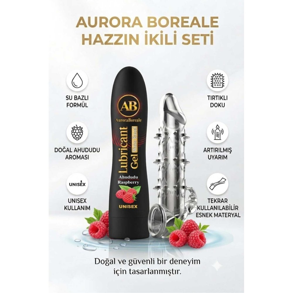 125 ML Ahududu Aromalı Kayganlaştırıcı Tırtıklı Tekrar Kullanılabilir Prezervatif 2 li Avantaj Paketi
