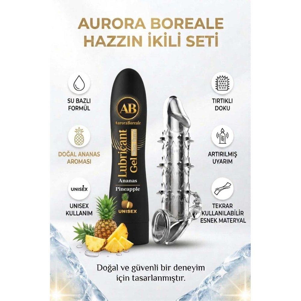 125 ML Ananas Aromalı Kayganlaştırıcı Tırtıklı Tekrar Kullanılabilir Prezervatif 2 li Avantaj Paketi
