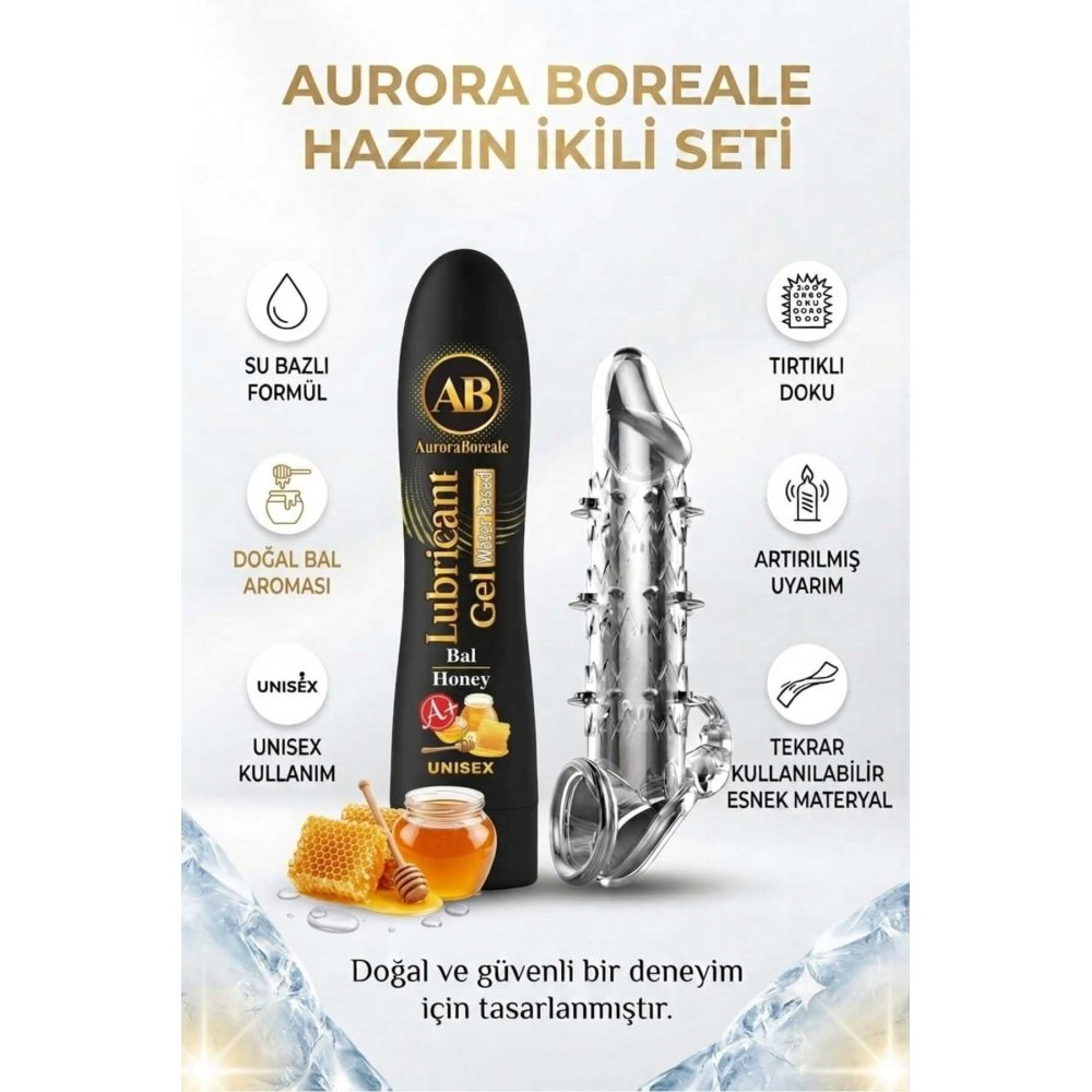 125 ML Bal Aromalı Kayganlaştırıcı Tırtıklı Tekrar Kullanılabilir Prezervatif 2 li Avantaj Paketi