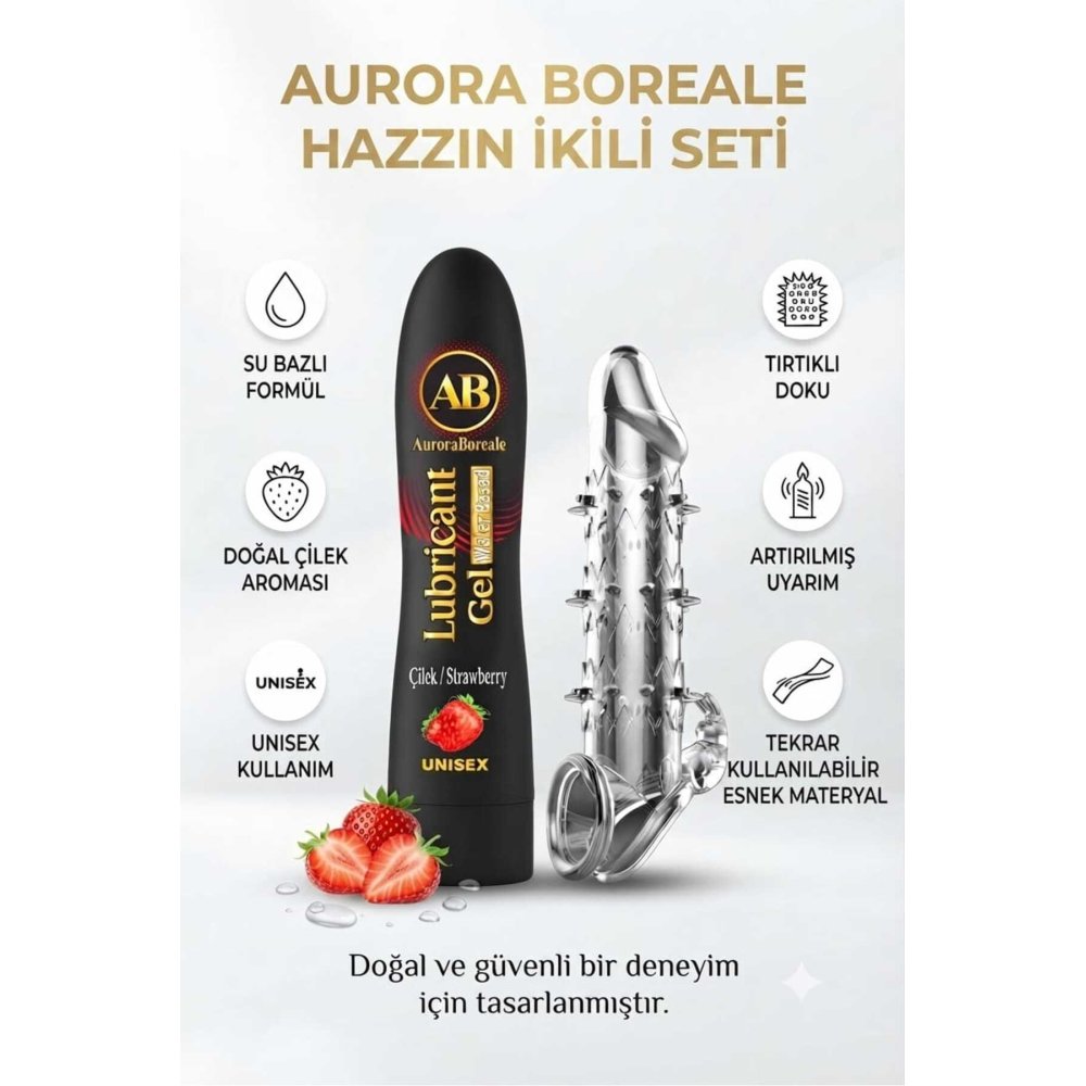 125 ML Çilekli Kayganlaştırıcı Tırtıklı Tekrar Kullanılabilir Prezervatif 2 li Avantaj Paketi