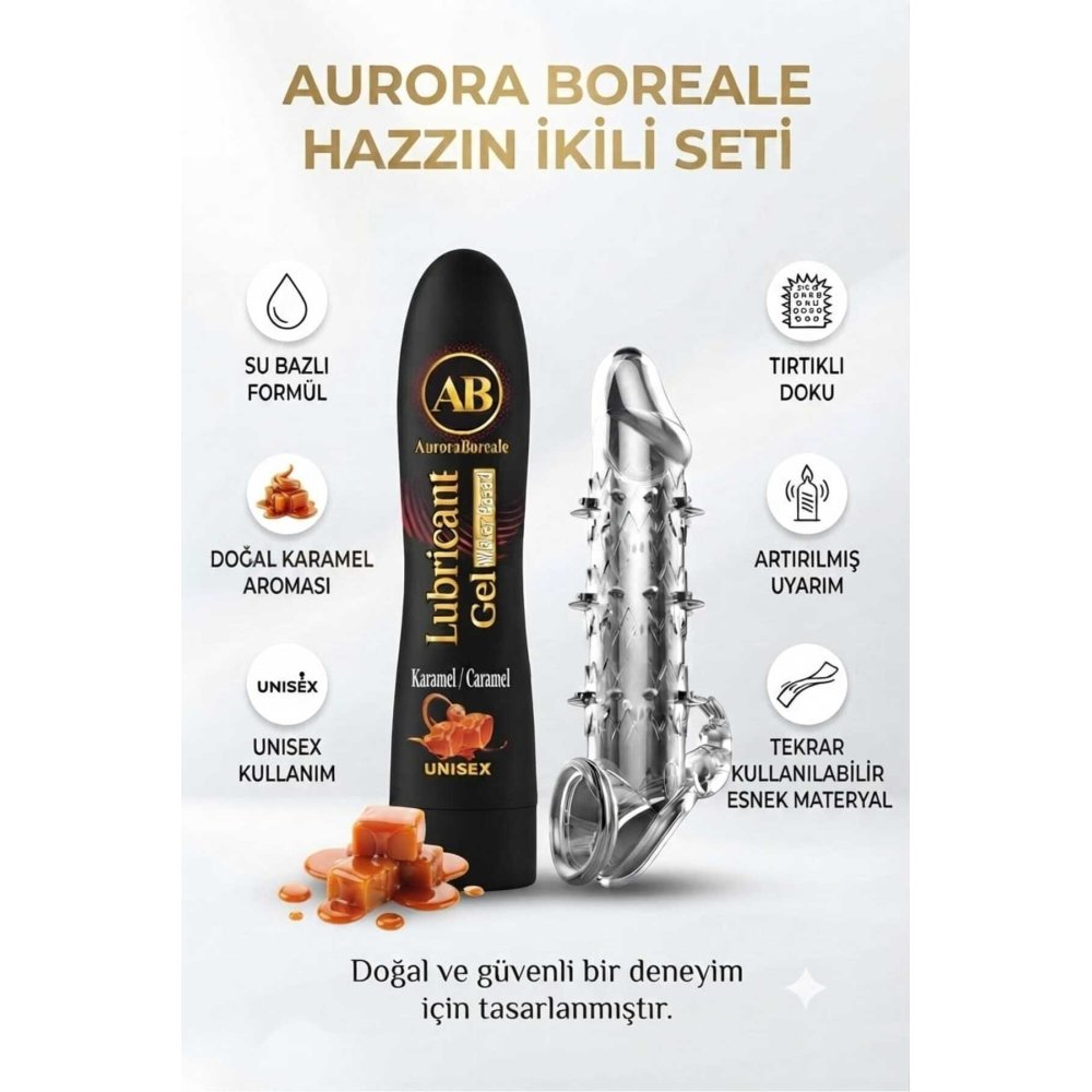 125 ML Karamelli Kayganlaştırıcı Tırtıklı Tekrar Kullanılabilir Prezervatif 2 li Avantaj Paketi