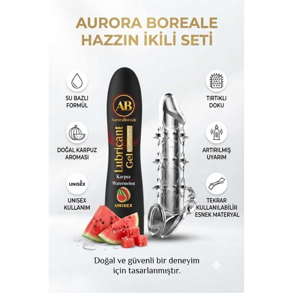 125 ML Karpuzlu Kayganlaştırıcı Tırtıklı Tekrar Kullanılabilir Prezervatif 2 li Avantaj Paketi
