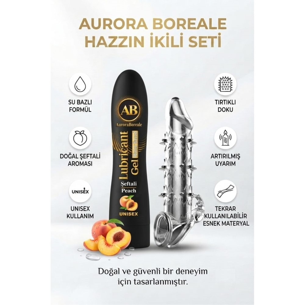 125 ML Şeftali Aromalı Kayganlaştırıcı Tırtıklı Tekrar Kullanılabilir Prezervatif 2 li Avantaj Paketi