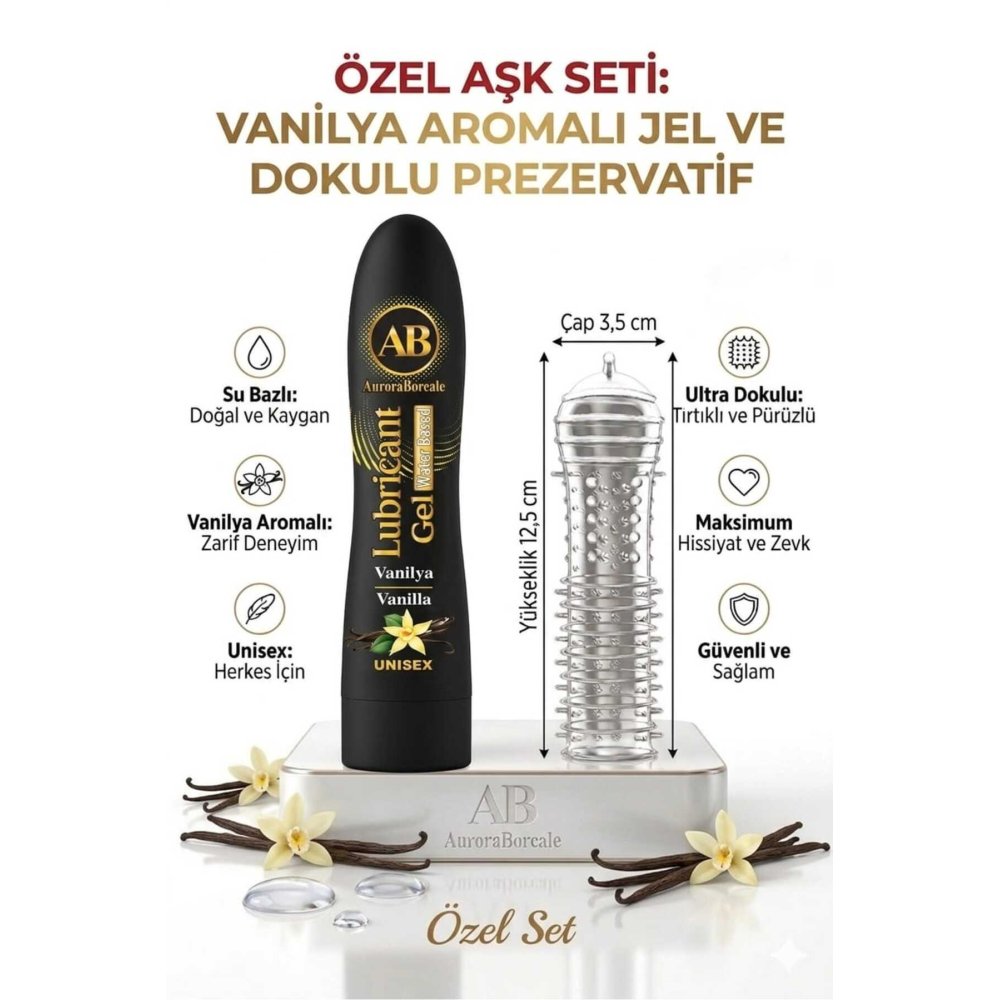 125 ML Vanilyalı Kayganlaştırıcı Jel Şeffaf Tırtıklı Prezervatif 2 li Özel Paket