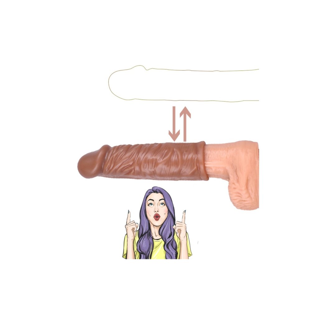 14 cm uzunlukta damarlı Kaliteli silikon penis kılıfı ve Pembe Penis Halkası — görsel 3