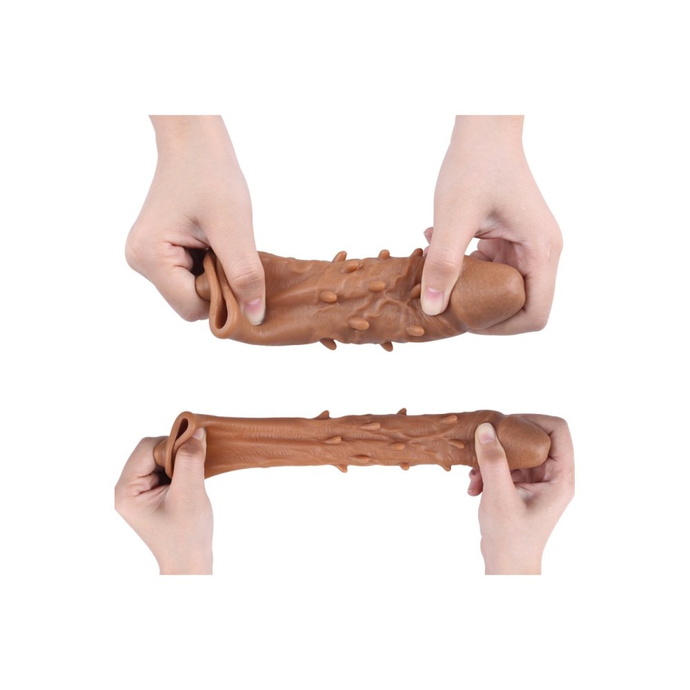 16 cm Boyunda Tırtıklı ve Testis halkalı penis kılıfı ve Pembe Penis Halkası — görsel 3