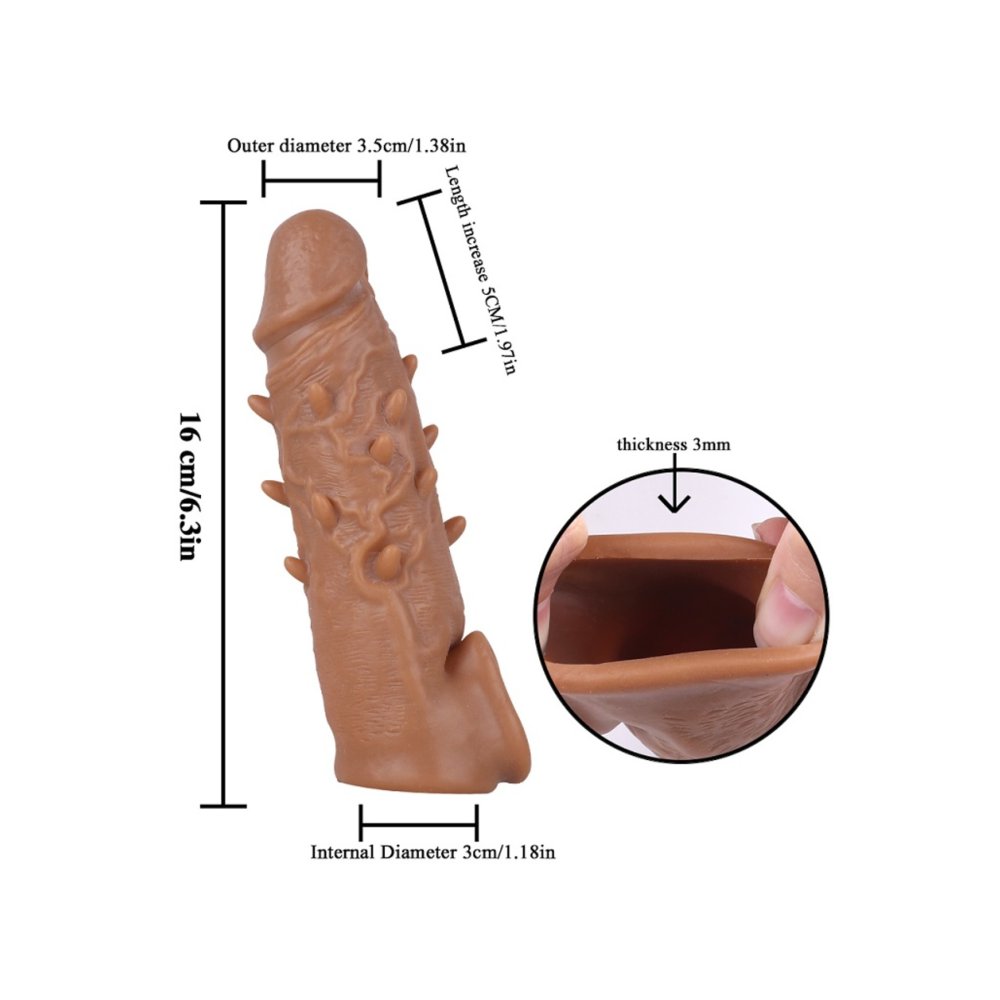 16 cm Boyunda Tırtıklı ve Testis halkalı penis kılıfı ve Pembe Penis Halkası