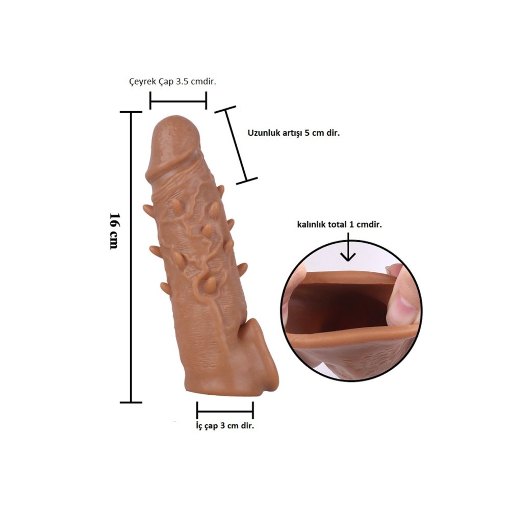 16 cm uzunlukta tırtıklı testis tutucu realistik penis kılıfı — görsel 3