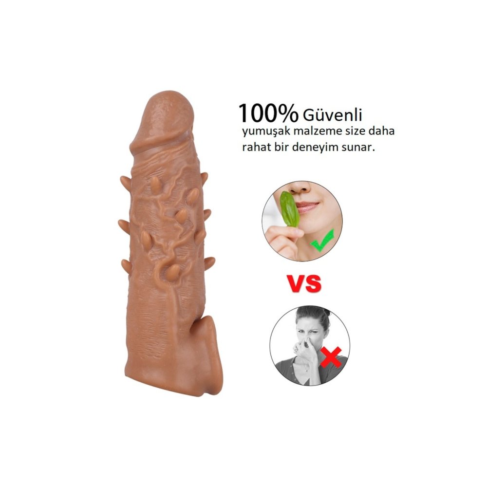 16 cm uzunlukta tırtıklı testis tutucu realistik penis kılıfı — görsel 4