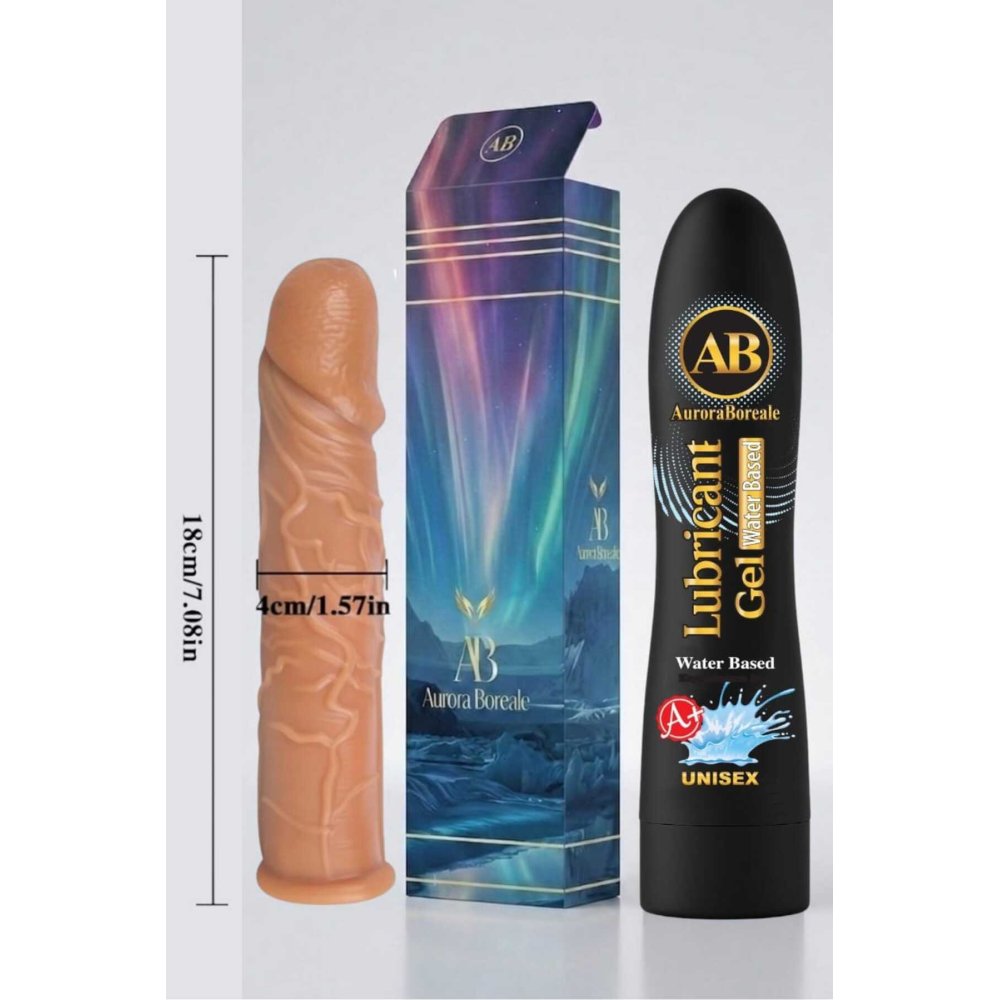 18 Cm Penis Kılıf Oyuncak Dildo Kılıfı A+ Sade Kayganlaştırıcı Jel Set