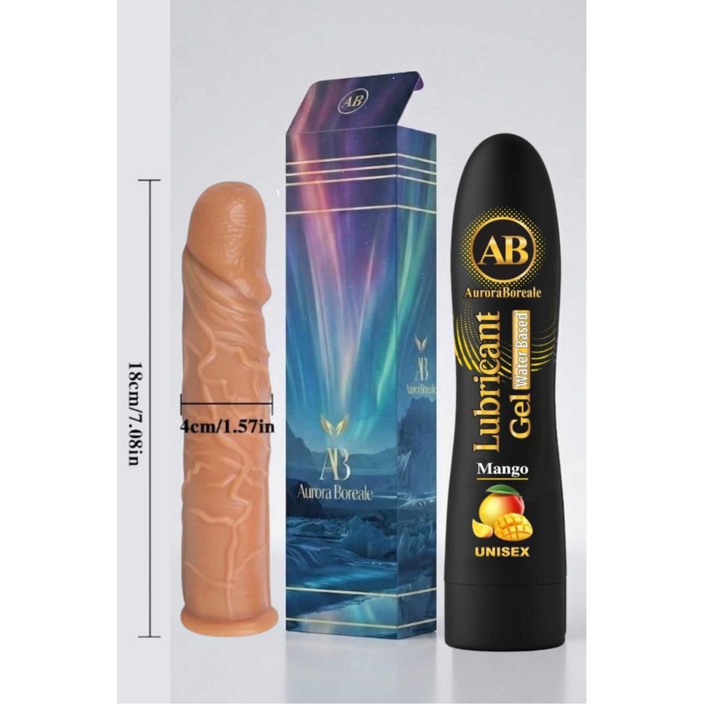 18 Cm Penis Kılıf Oyuncak Dildo Kılıfı Premium Mangolu Kayganlaştırıcı Jel Set