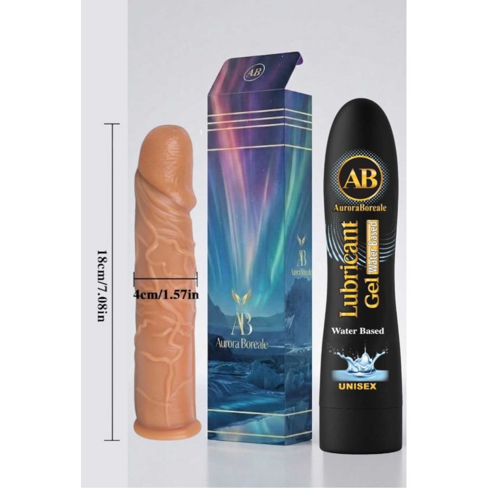 18 Cm Penis Kılıf Oyuncak Dildo Kılıfı Premium Sade Su Bazlı Kayganlaştırıcı Jel Set