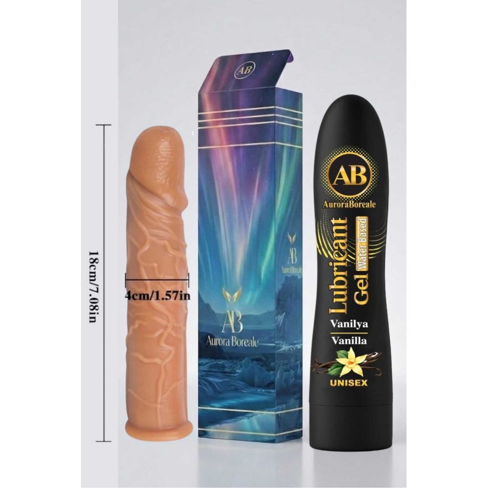 18 Cm Penis Kılıf Oyuncak Dildo Kılıfı Premium Vanilyalı Kayganlaştırıcı Jel Set