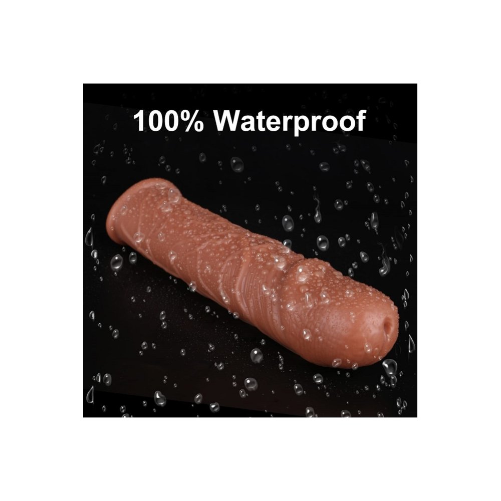 18 cm uzunlukta damarlı Ultra Lüks silikon penis kılıfı ve Pembe Penis Halkası — görsel 3