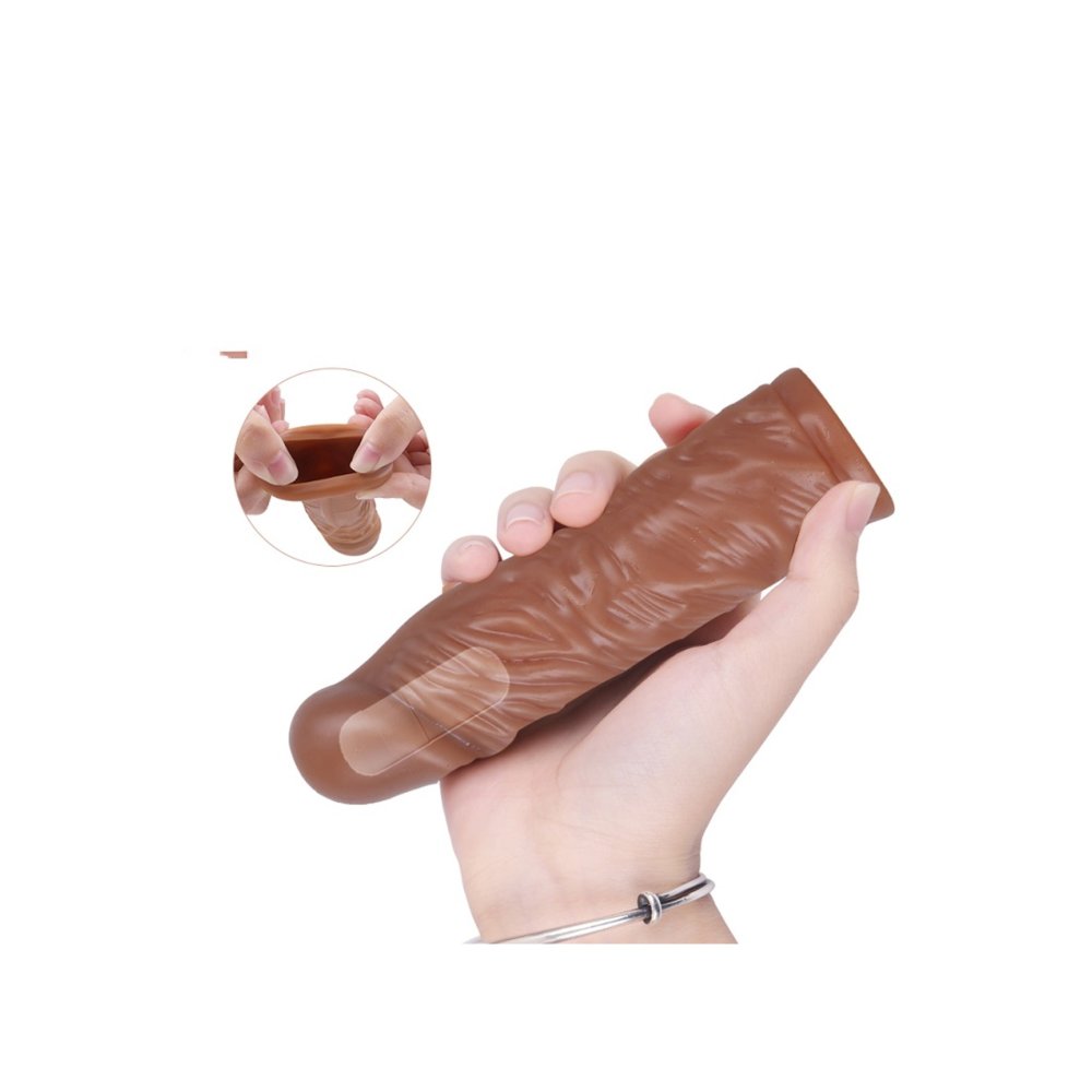 18 cm ve 14 cm Boyunda Damarlı Ultra Esnek Kaliteli 2 li Silikon penis kılıfı Seti — görsel 4