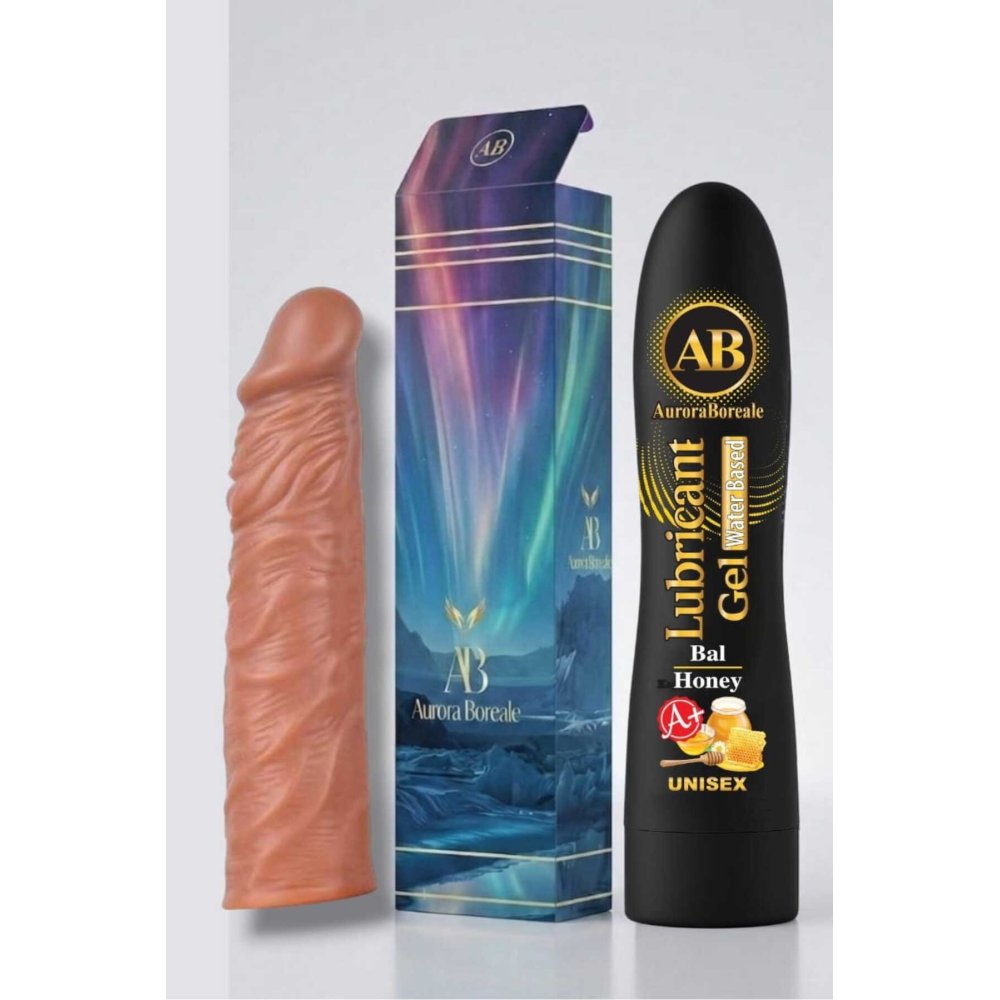 19 Cm Penis Kılıf Oyuncak Dildo Kılıfı Premium Ballı Kayganlaştırıcı Jel Set