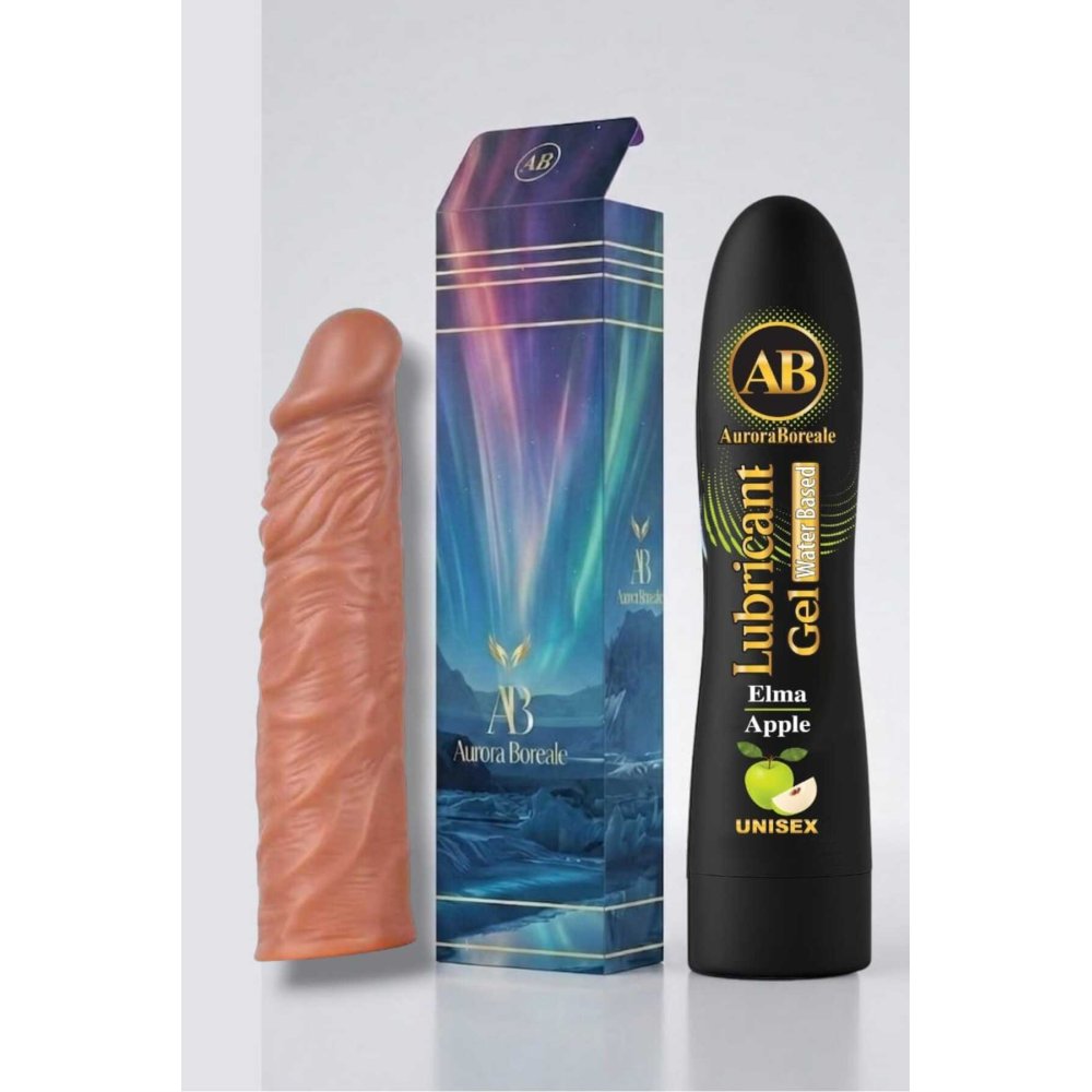 19 Cm Penis Kılıf Oyuncak Dildo Kılıfı Premium Elmalı Kayganlaştırıcı Jel Set