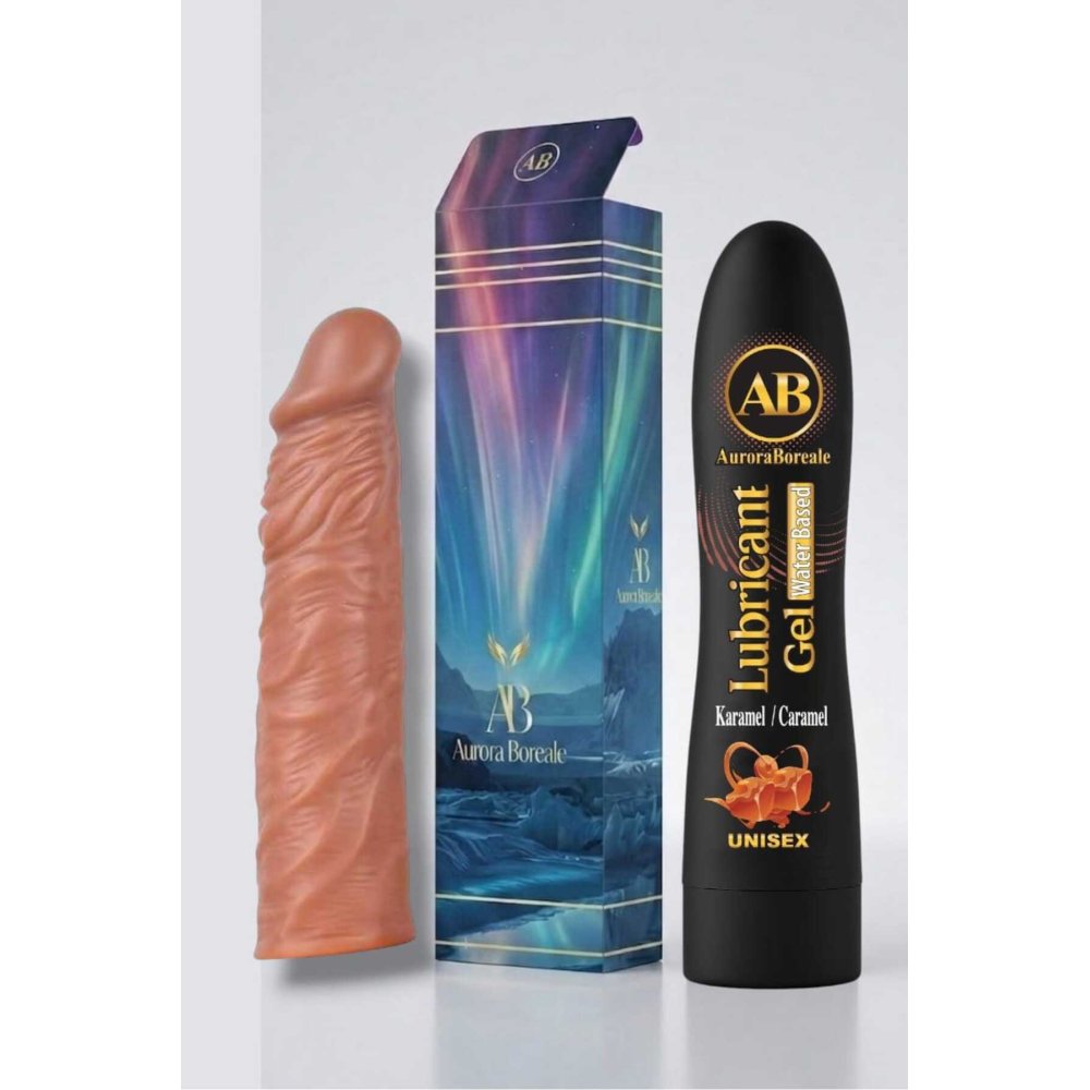 19 Cm Penis Kılıf Oyuncak Dildo Kılıfı Premium Karamelli Kayganlaştırıcı Jel Set