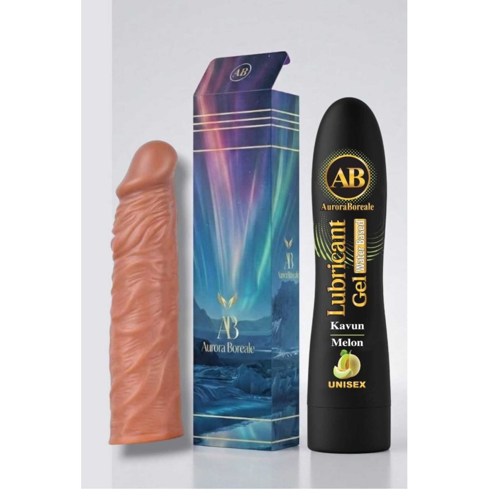 19 Cm Penis Kılıf Oyuncak Dildo Kılıfı Premium Kavunlu Kayganlaştırıcı Jel Set