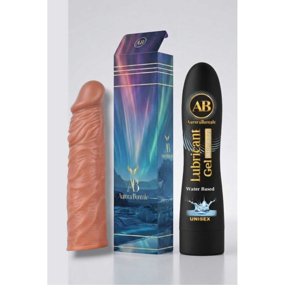 19 Cm Penis Kılıf Oyuncak Dildo Kılıfı Premium Sade Su Bazlı Kayganlaştırıcı Jel Set
