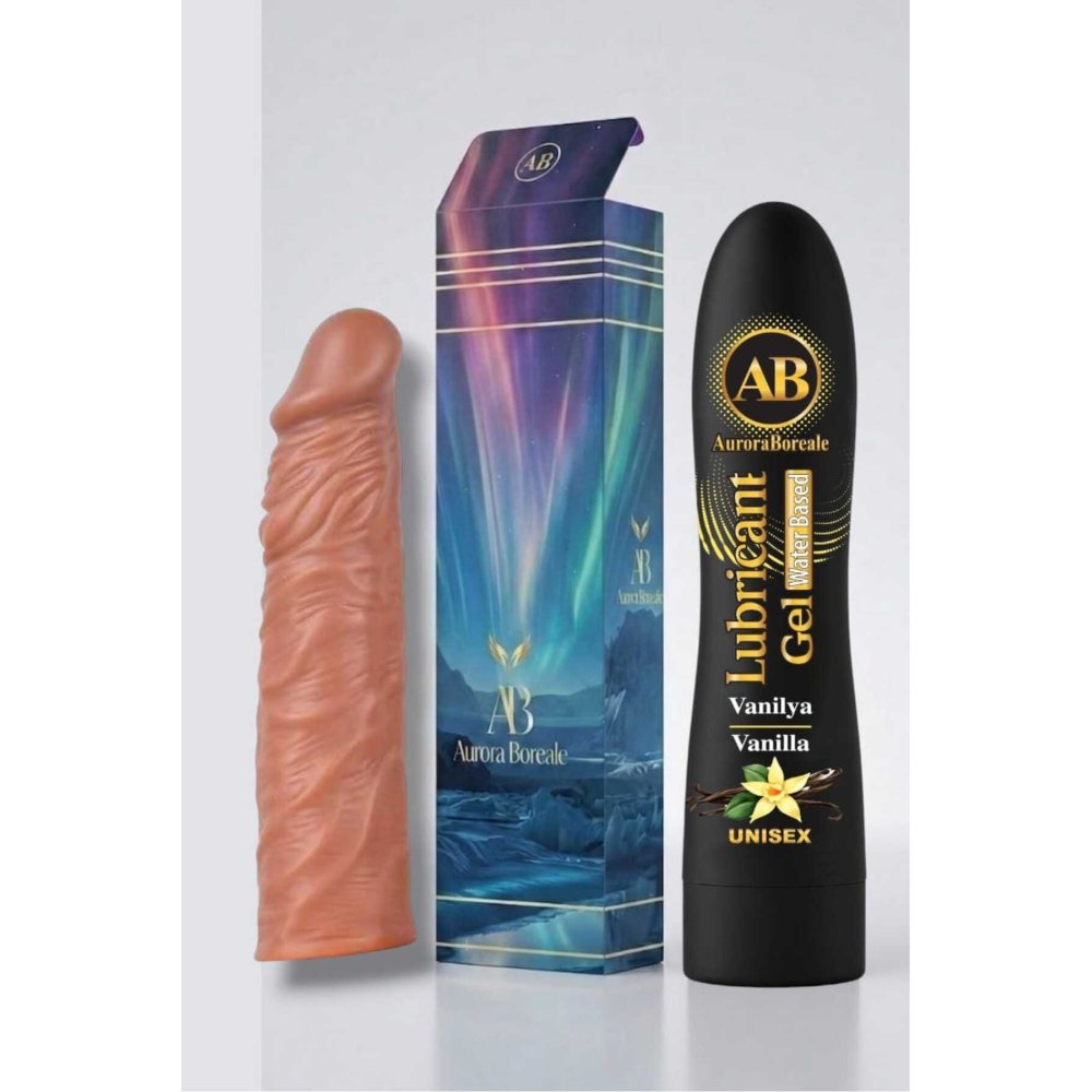 19 Cm Penis Kılıf Oyuncak Dildo Kılıfı Premium Vanilyalı Kayganlaştırıcı Jel Set