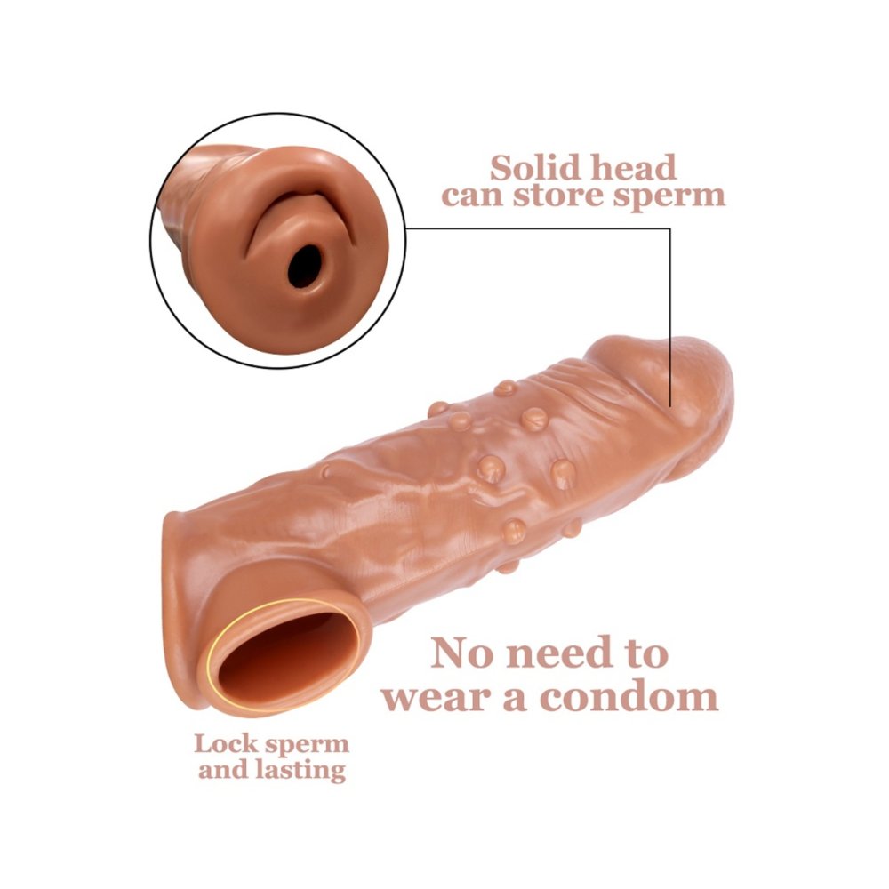 19 cm Testis halkalı Tırtıklı ve Boğumlu Elastik penis kılıfı Kayganlaştırıcı seti — görsel 4