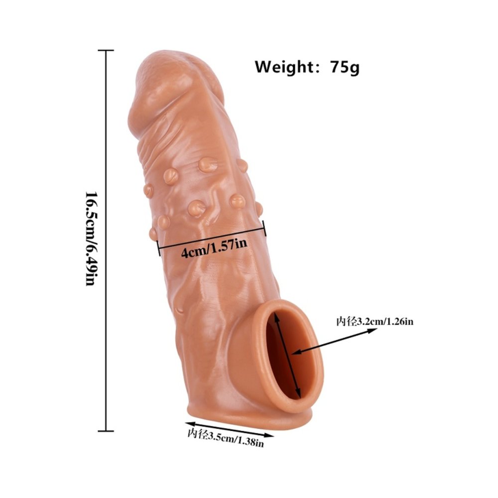 19 cm Testis halkalı Tırtıklı ve Boğumlu Elastik penis kılıfı Kayganlaştırıcı seti — görsel 2
