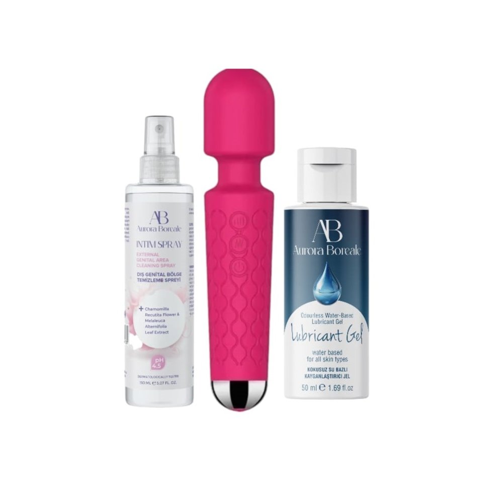 20 Titreşim Modlu Şarjlı Su Geçirmez Dildo Vibratör Masaj Aleti Kayganlaştırıcı jel Temizleme Seti