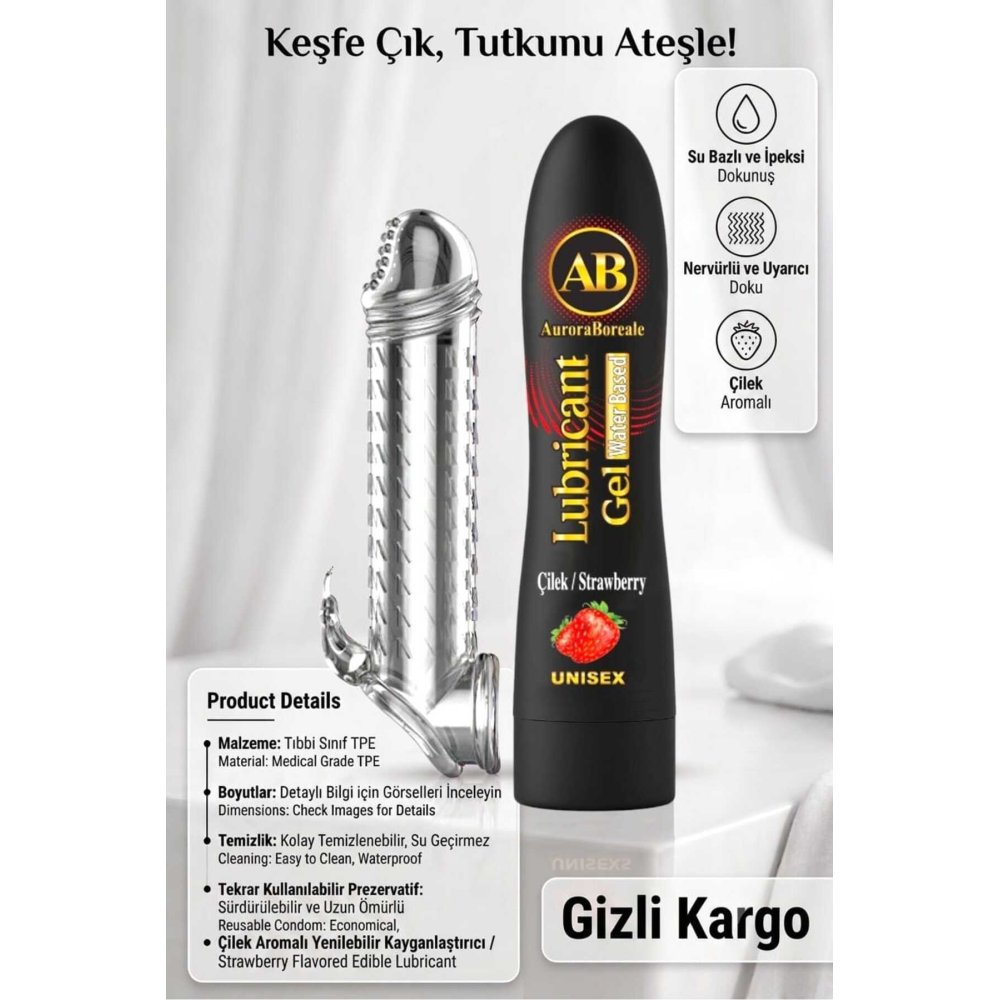 A Kalite 125 ML Çilekli Kayganlaştırıcı Lubricant Jel Tekrar Kullanılabilir Prezervatif 2 li Set