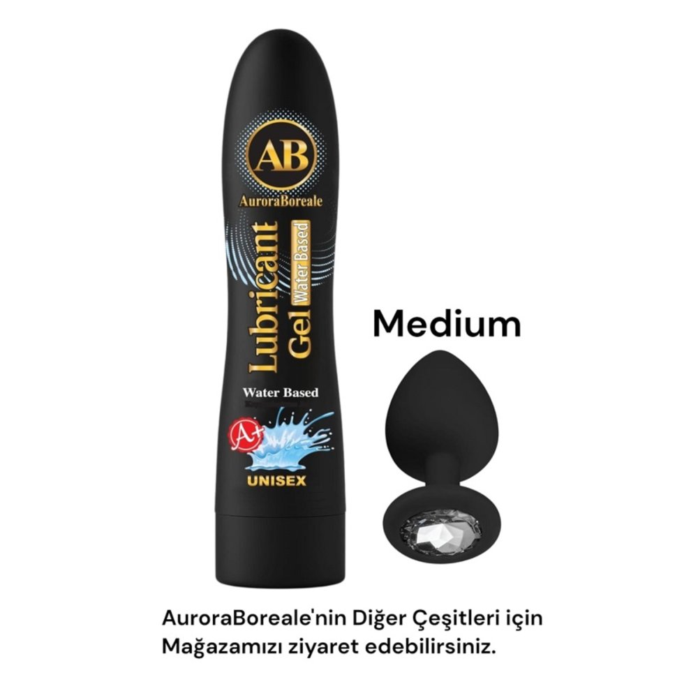 A plus Beyaz Taşlı Anal Plug Büyük Boy Kayganlaşatırıcı jel Seti