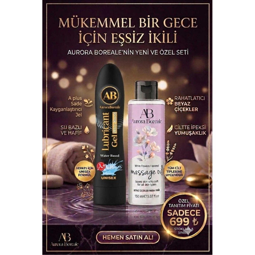 A+ Plus Sade Kayganlaştırıcı Jel Beyaz Çiçekler Masaj Jeli 2 li Avantajlı Set