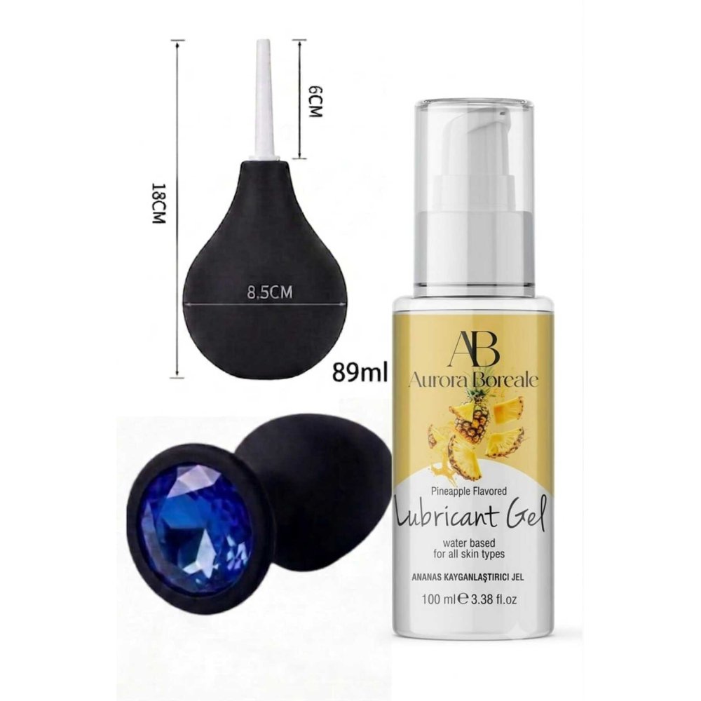 Anal Temizleme Pompası Anal Tıkaç Ananaslı 100 ML Kayganlaştırıcı Jel 3 lü Ekonomik Set