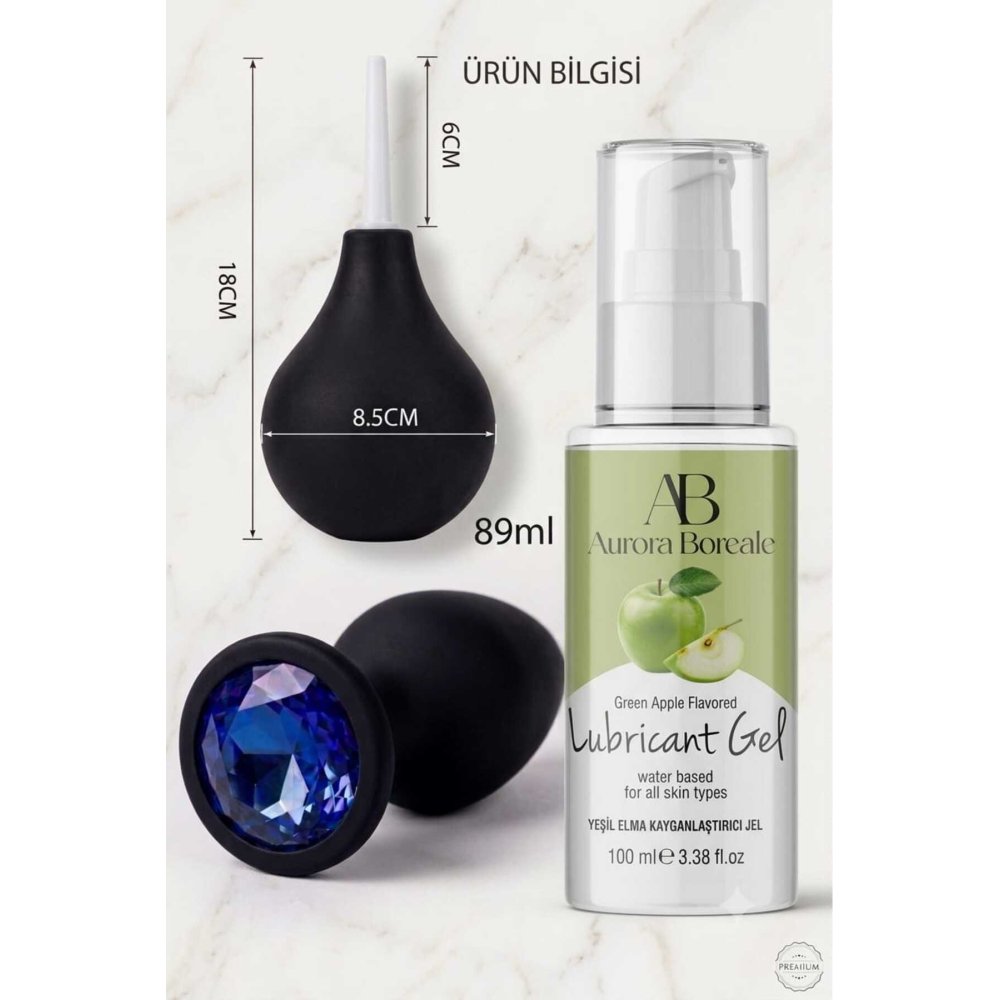 Anal Temizleme Pompası Anal Tıkaç Elmalı 100 ML Kayganlaştırıcı Jel 3 lü Ekonomik Set