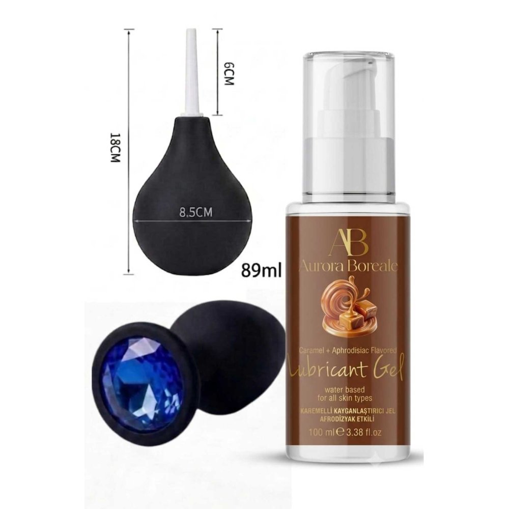 Anal Temizleme Pompası Anal Tıkaç Karamelli 100 ML Kayganlaştırıcı Jel 3 lü Ekonomik Set