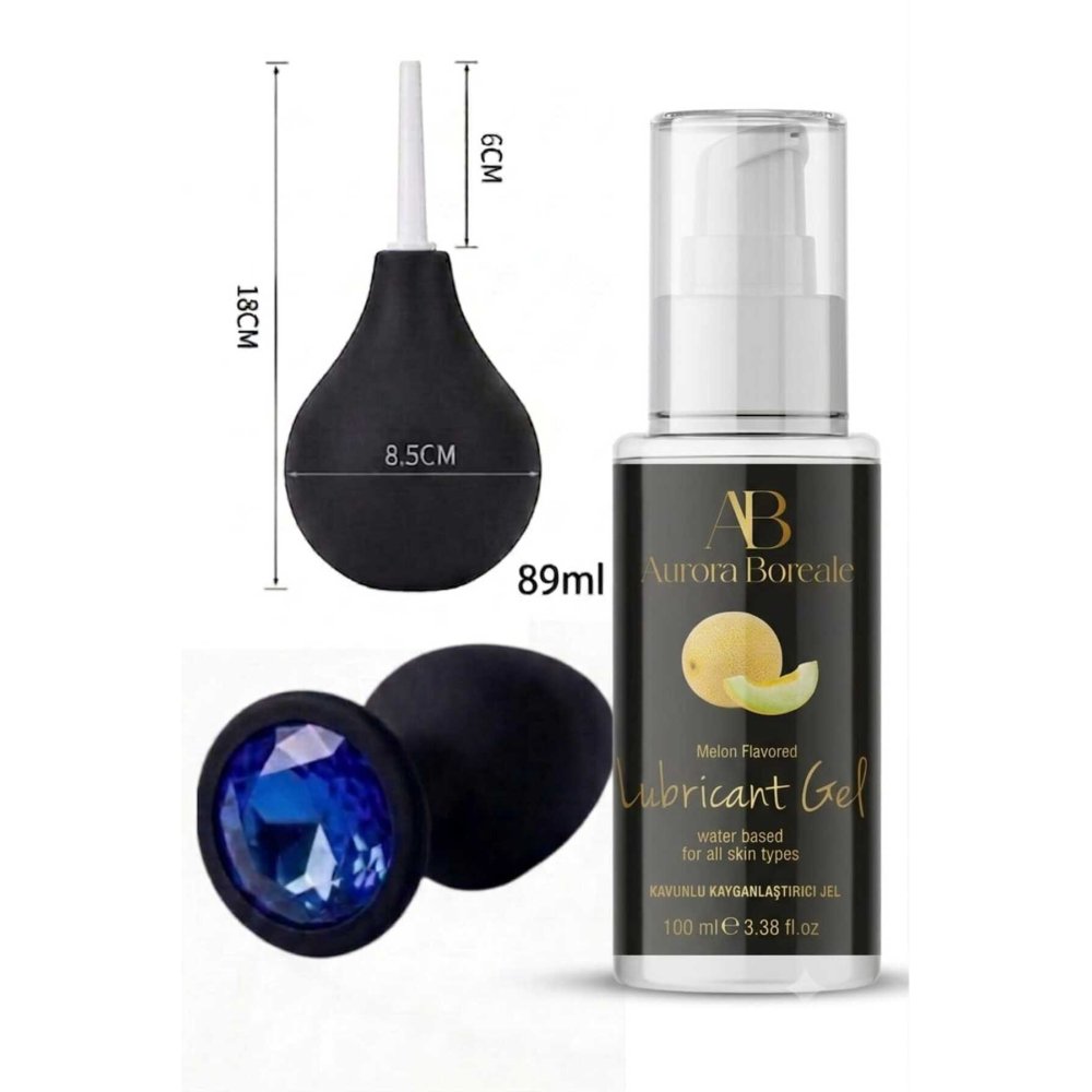 Anal Temizleme Pompası Anal Tıkaç Kavunlu 100 ML Kayganlaştırıcı Jel 3 lü Ekonomik Set