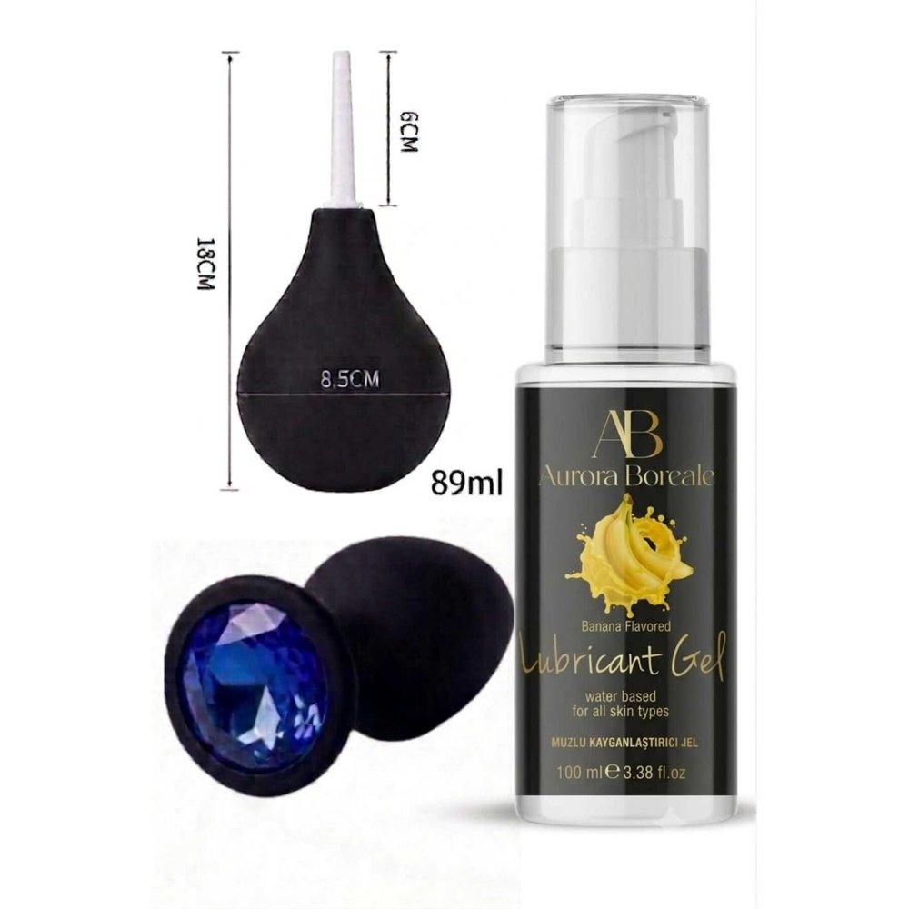 Anal Temizleme Pompası Anal Tıkaç Muzlu 100 ML Kayganlaştırıcı Jel 3 lü Ekonomik Set