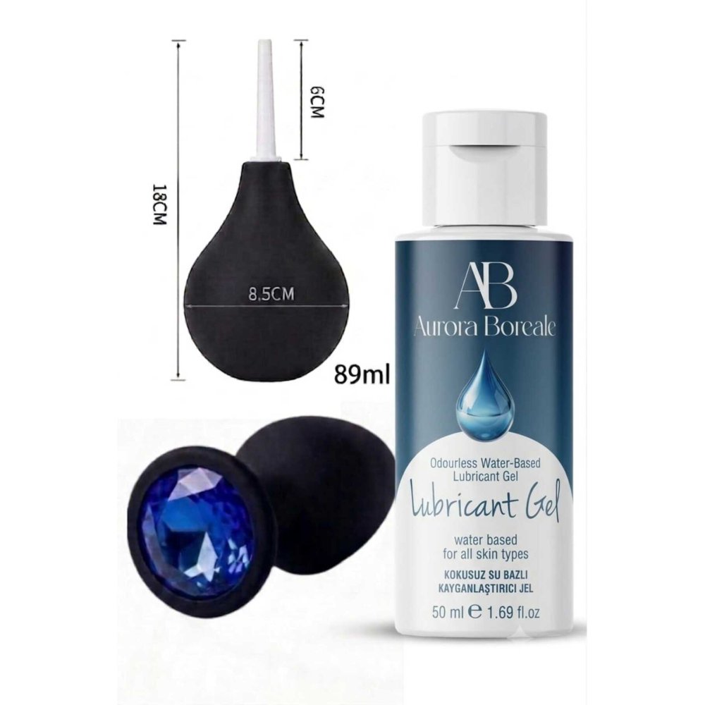 Anal Temizleme Pompası Anal Tıkaç Sade 50 ML Kayganlaştırıcı Jel 3 lü Ekonomik Set