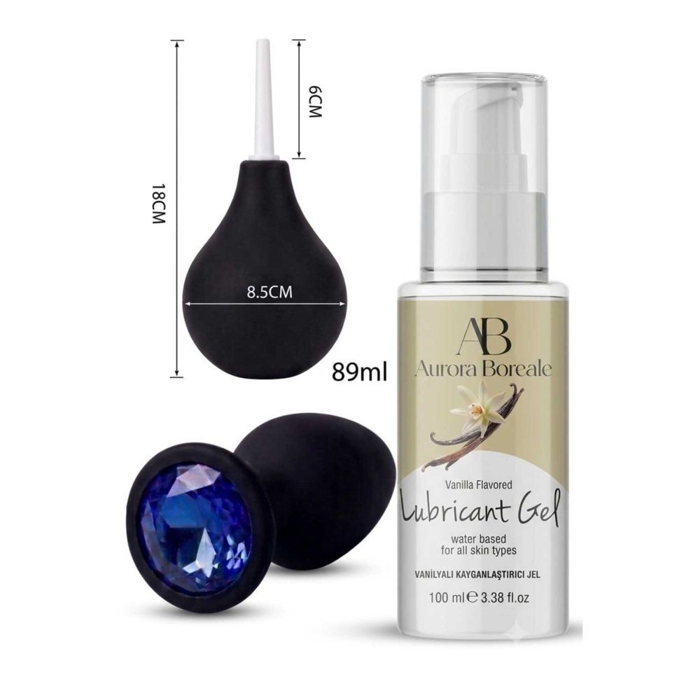 Anal Temizleme Pompası Anal Tıkaç Vanilyalı 100 ML Kayganlaştırıcı Jel 3 lü Ekonomik Set