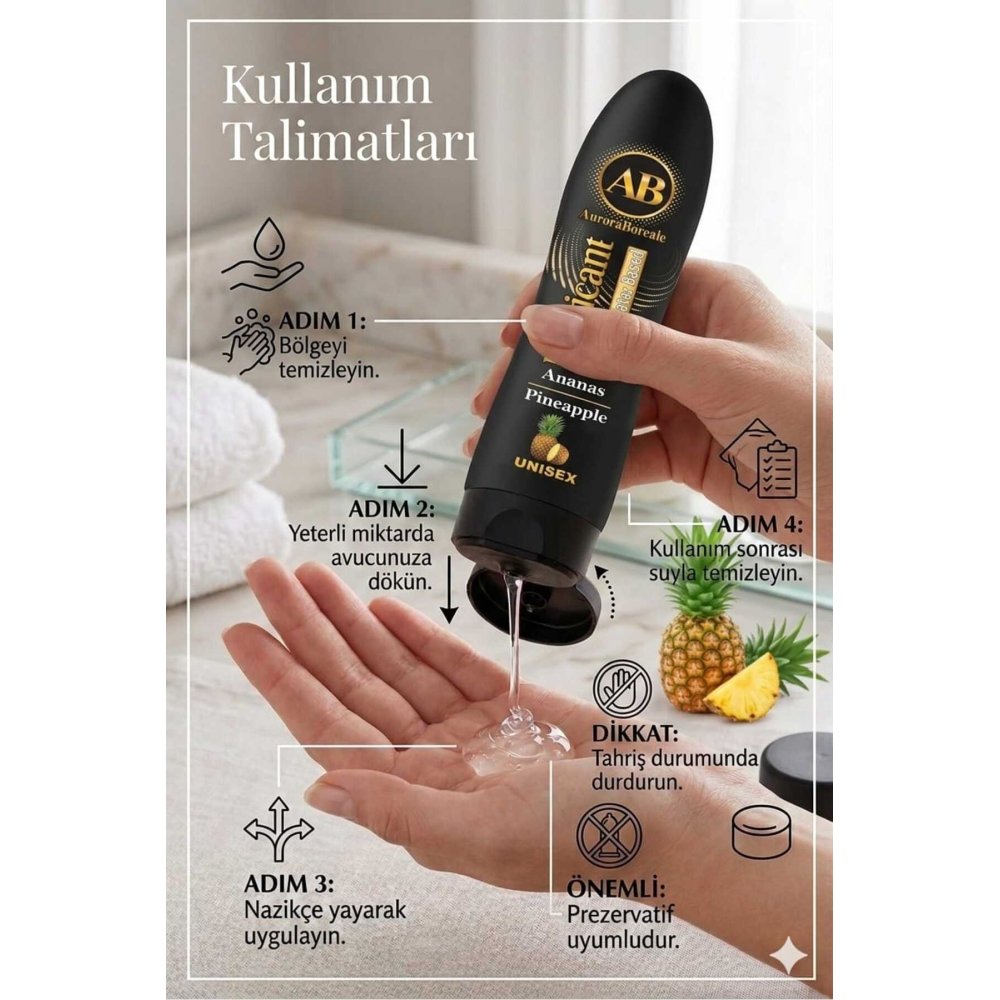 Ananas Aromalı Yenilebilir Kayganlaştırıcı Jel Lubricant Gel 125x125 250 ML 2 li Set — görsel 2