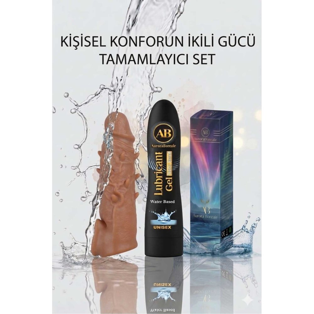 AuroraBoreale G Noktası Uyarıcılı Slikon Penis Kılıfı Kayganlaştırıcı Jel Seti — görsel 2