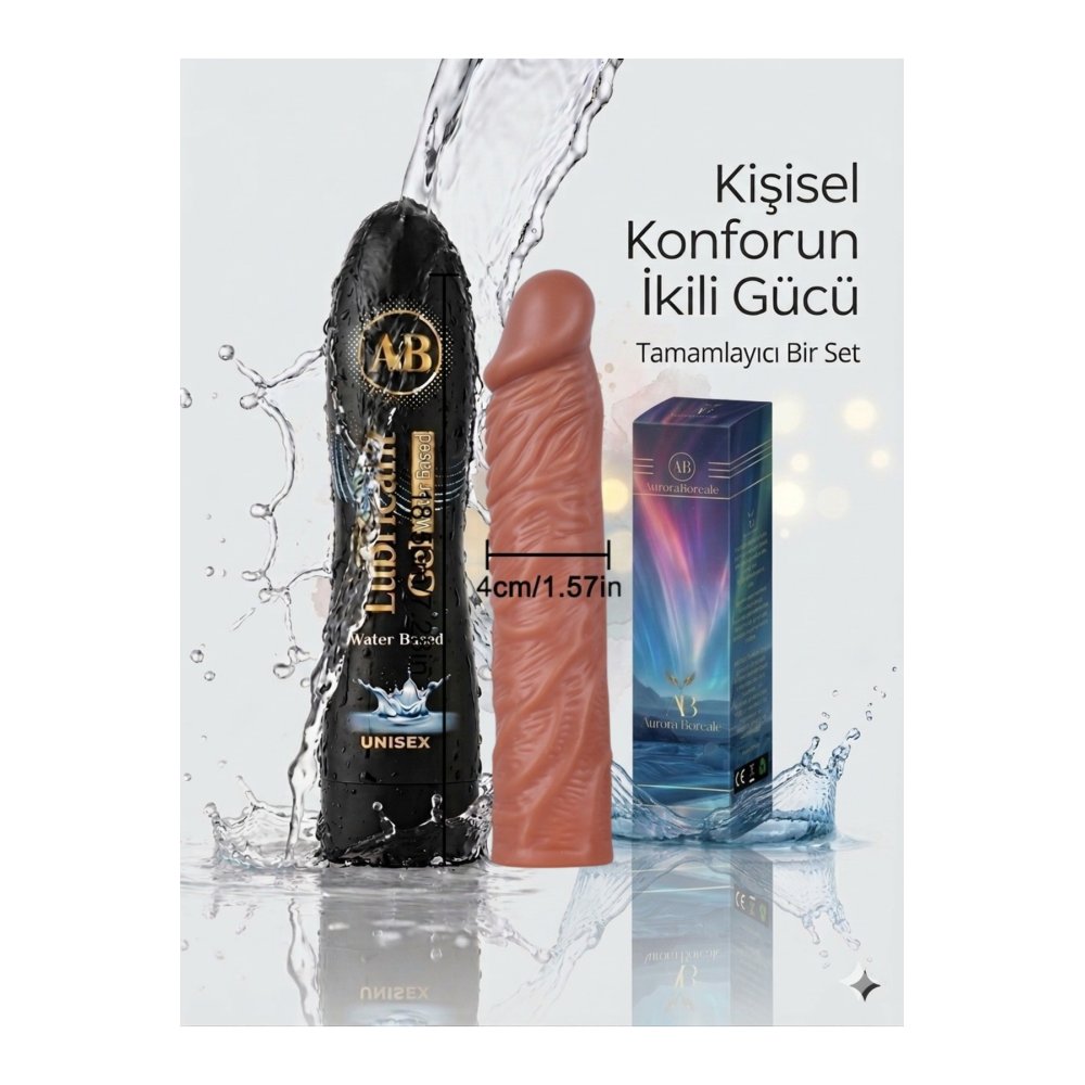 AuroraBoreale Tırtıklı Ten Rengi Uzatmalı Testis Sıkılaştıcılı Titreşimli Penis Kılıfı — görsel 2